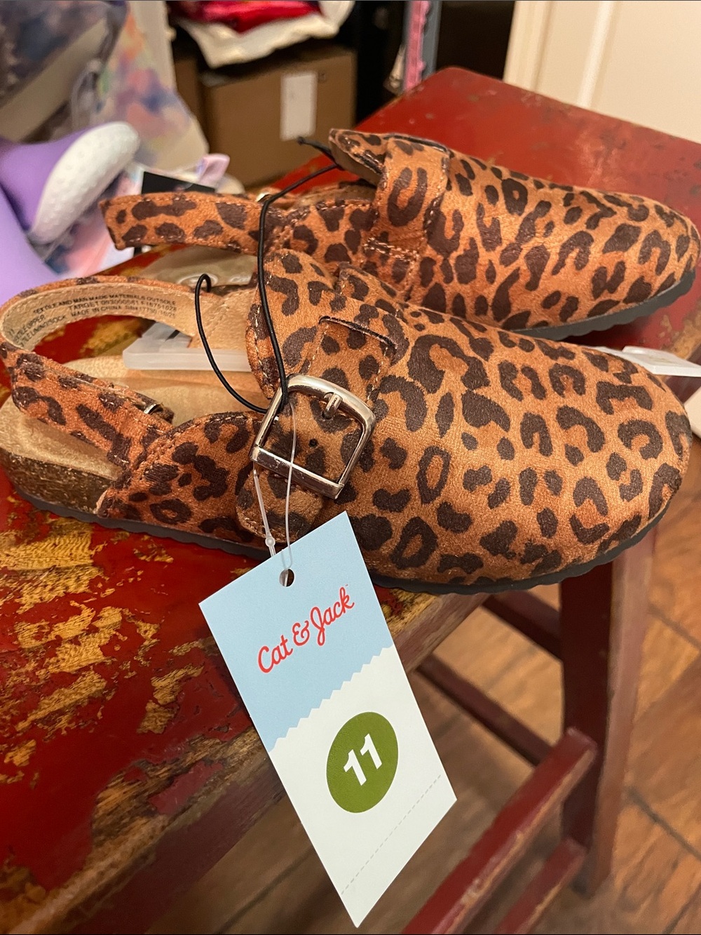 Cat & Jack Leopard Print Slingback Clogs - Brown/Black